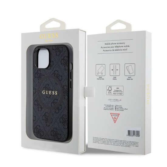 Husă de Protecție Guess PU Leather 4G Colored Ring MagSafe pentru iPhone 15, Black Husă de Protecție Guess PU Leather 4G Colored Ring MagSafe pentru iPhone 15, Black (Bakr, GUHMP15SG4GFRK) by www.silkase.ro