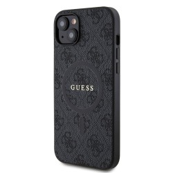 Husa Guess PU Leather 4G Colored Ring MagSafe pentru iPhone 15 Plus, Black Husa Guess PU Leather 4G Colored Ring MagSafe pentru iPhone 15 Plus, Black