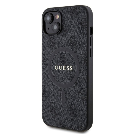 Husa Guess PU Leather 4G Colored Ring MagSafe pentru iPhone 15 Plus, Black (Bakr, GUHMP15MG4GFRK) by www.silkase.ro
