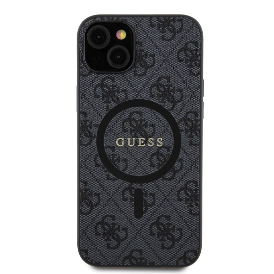 Husa Guess PU Leather 4G Colored Ring MagSafe pentru iPhone 15 Plus, Black (Bakr, GUHMP15MG4GFRK) by www.silkase.ro