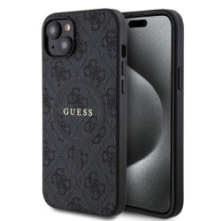 Husa Guess PU Leather 4G Colored Ring MagSafe pentru iPhone 15 Plus, Black