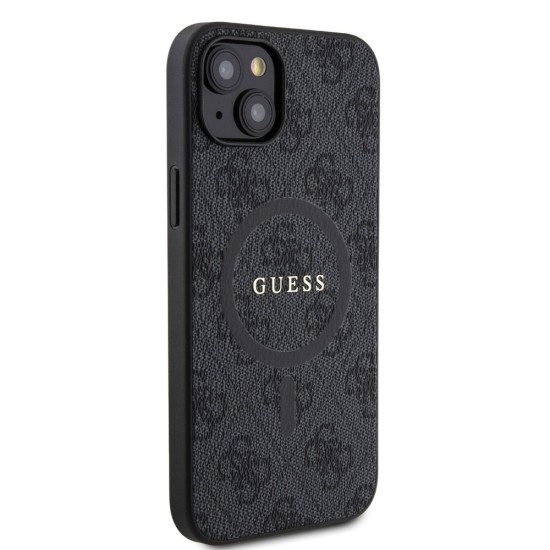 Husa Guess PU Leather 4G Colored Ring MagSafe pentru iPhone 15 Plus, Black (Bakr, GUHMP15MG4GFRK) by www.silkase.ro