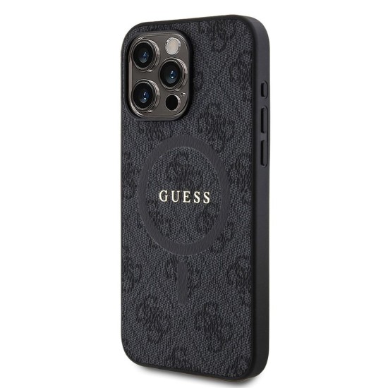 Husa Guess PU Leather 4G Colored Ring MagSafe pentru iPhone 15 Pro, Black (Bakr, GUHMP15LG4GFRK) by www.silkase.ro