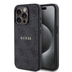 Husa Guess PU Leather 4G Colored Ring MagSafe pentru iPhone 15 Pro, Black