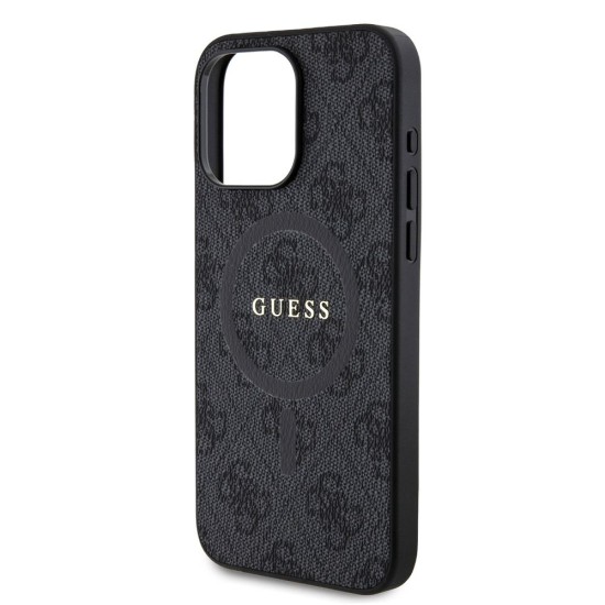 Husa Guess PU Leather 4G Colored Ring MagSafe pentru iPhone 15 Pro, Black (Bakr, GUHMP15LG4GFRK) by www.silkase.ro