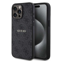 Husa Guess PU Leather 4G Colored Ring MagSafe pentru iPhone 15 Pro Max, Black