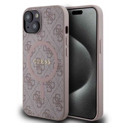 Husa Guess PU Leather 4G Colored Ring MagSafe pentru iPhone 14, Roz