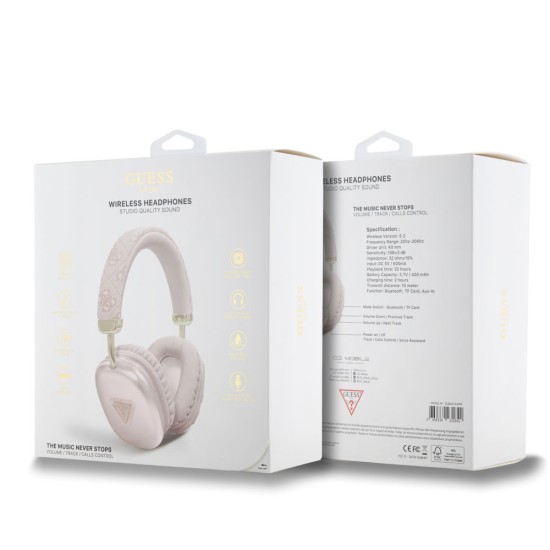 Căști Wireless Over-Ear Guess PU Leather 4G Triangle Logo, Roz Căști Wireless Over-Ear Guess PU Leather 4G Triangle Logo, Roz (Bakr, GUBHK1P4TPP) by www.silkase.ro