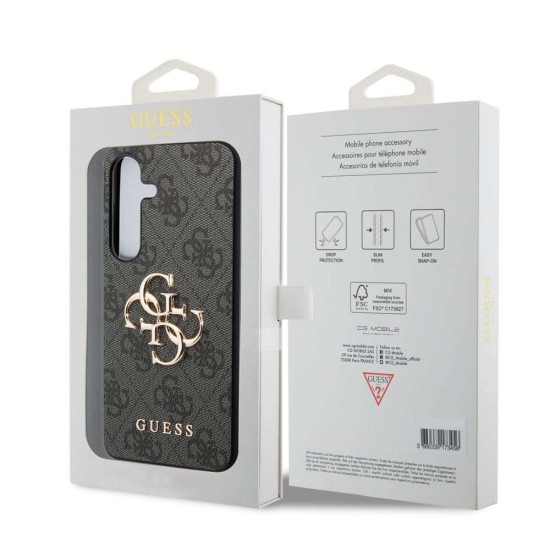 Husa Guess PU 4G Metal Logo pentru Samsung Galaxy S24+, Gri (Bakr, GUHCS24M4GMGGR) by www.silkase.ro