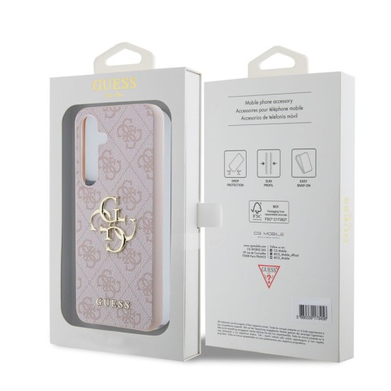 Husă Guess PU 4G Metal Logo pentru Samsung Galaxy S24, Roz (Bakr, GUHCS24S4GMGPI) by www.silkase.ro
