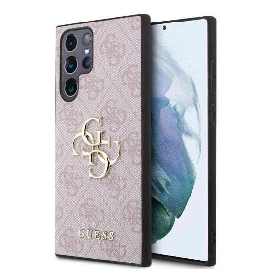 Husă Guess PU 4G Metal Logo pentru Samsung Galaxy S24 Ultra, Pink (Bakr, GUHCS24L4GMGPI) by www.silkase.ro