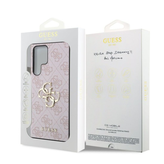 Husă Guess PU 4G Metal Logo pentru Samsung Galaxy S24 Ultra, Pink (Bakr, GUHCS24L4GMGPI) by www.silkase.ro