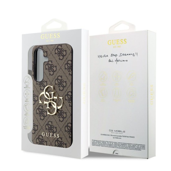 Husa Guess PU 4G Metal Logo pentru Samsung Galaxy S24, Brown (Bakr, GUHCS24S4GMGBR) by www.silkase.ro