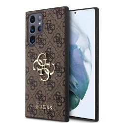 Husa Guess PU 4G Metal Logo pentru Samsung Galaxy S24 Ultra, Maro