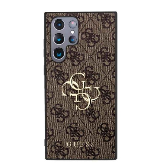 Husa Guess PU 4G Metal Logo pentru Samsung Galaxy S24 Ultra, Maro (Bakr, GUHCS24L4GMGBR) by www.silkase.ro