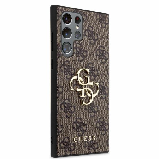 Husa Guess PU 4G Metal Logo pentru Samsung Galaxy S24 Ultra, Maro (Bakr, GUHCS24L4GMGBR) by www.silkase.ro