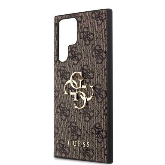 Husa Guess PU 4G Metal Logo pentru Samsung Galaxy S24 Ultra, Maro (Bakr, GUHCS24L4GMGBR) by www.silkase.ro