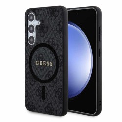 Husă Guess PU Leather 4G Colored Ring MagSafe pentru Samsung Galaxy S24 Black