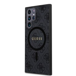 Husa Premium Guess PU Leather 4G Colored Ring MagSafe pentru Samsung Galaxy S24 Ultra, Black Husa Premium Guess PU Leather 4G Colored Ring MagSafe pentru Samsung Galaxy S24 Ultra, Black