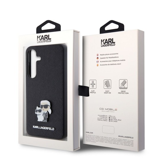 Husa Karl Lagerfeld PU Saffiano Metal Karl and Choupette pentru Samsung Galaxy S24, Black Husa Karl Lagerfeld PU Saffiano Metal Karl and Choupette pentru Samsung Galaxy S24, Black (Bakr, KLHCS24SPSAKCMPK) by www.silkase.ro