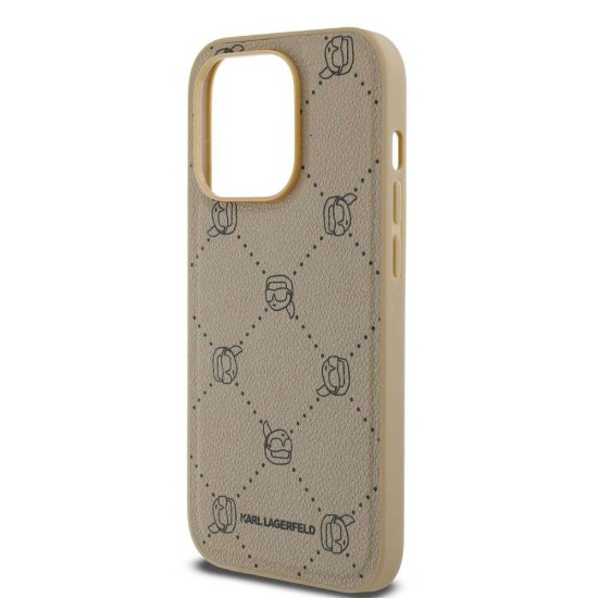 Husa Karl Lagerfeld PU Karl Heads Pattern MagSafe pentru iPhone 14 Pro Max, Bej (Bakr, KLHMP14XPGKHPHE) by www.silkase.ro