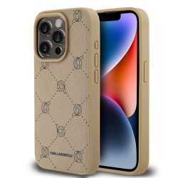 Husa Karl Lagerfeld PU Karl Heads Pattern MagSafe pentru iPhone 15 Pro, Bej