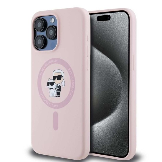 Husa Karl Lagerfeld Liquid Silicone Karl and Choupette MagSafe pentru iPhone 15 Pro, Roz Husa Karl Lagerfeld Liquid Silicone Karl and Choupette MagSafe pentru iPhone 15 Pro, Roz (Bakr, KLHMP15LSCMKCRHP) by www.silkase.ro