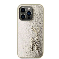 Husa Karl Lagerfeld Wrinkled PU Signature Logo pentru iPhone 15 Pro Max, Aurie
