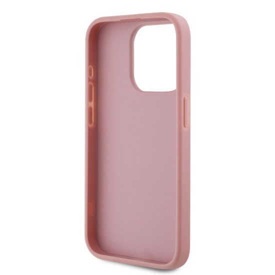 Husa Karl Lagerfeld Wrinkled PU Signature Logo pentru iPhone 15 Pro, Roz (Bakr, KLHCP15LPFMFBKMP) by www.silkase.ro