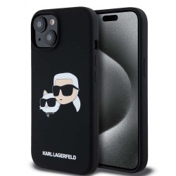 Husa Karl Lagerfeld Liquid Silicone Double Heads MagSafe pentru iPhone 15 Pro Max, Neagra