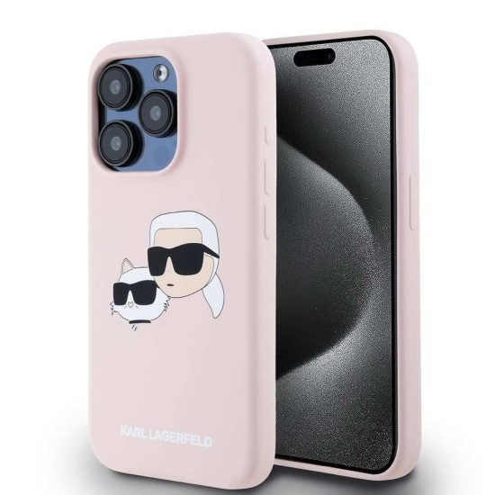 Husa Karl Lagerfeld Liquid Silicone Double Heads MagSafe pentru iPhone 15 Pro, Roz Husa Karl Lagerfeld Liquid Silicone Double Heads MagSafe pentru iPhone 15 Pro, Roz (Bakr, KLHMP15LSKCHPPLP) by www.silkase.ro
