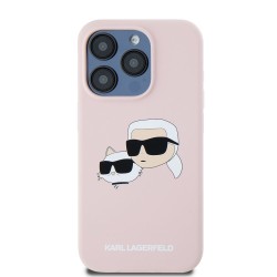 Husa Karl Lagerfeld Liquid Silicone Double Heads MagSafe pentru iPhone 15 Pro, Roz