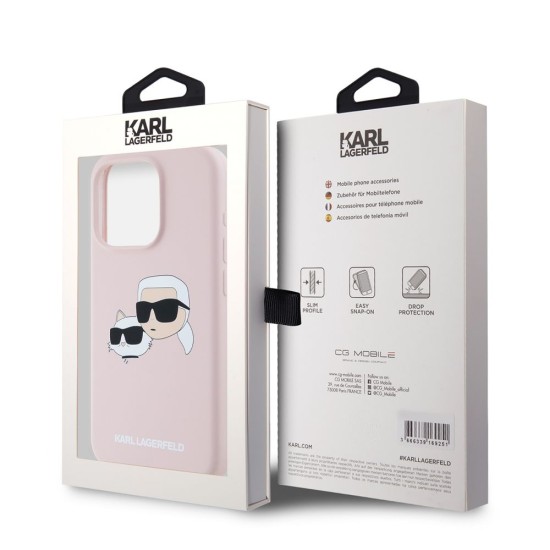 Husa Karl Lagerfeld Liquid Silicone Double Heads MagSafe pentru iPhone 15 Pro, Roz Husa Karl Lagerfeld Liquid Silicone Double Heads MagSafe pentru iPhone 15 Pro, Roz (Bakr, KLHMP15LSKCHPPLP) by www.silkase.ro