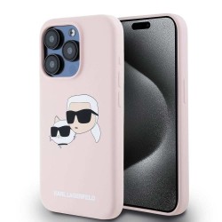 Husa Karl Lagerfeld Liquid Silicone Double Heads MagSafe pentru iPhone 15 Pro Max, Roz