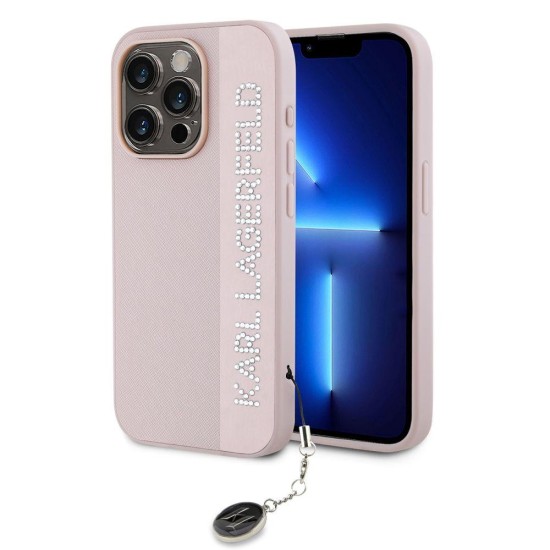 Husa Karl Lagerfeld PU Saffiano Rhinestone Charm pentru iPhone 15 Pro Max, Roz Husa Karl Lagerfeld PU Saffiano Rhinestone Charm pentru iPhone 15 Pro Max, Roz (Bakr, KLHCP15XPSAKDGCP) by www.silkase.ro