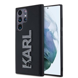 Husa Karl Lagerfeld 3D Rubber Glitter Logo pentru Samsung Galaxy S24 Ultra, Neagra