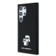 Husa Karl Lagerfeld Liquid Silicone Metal Karl and Choupette pentru Samsung Galaxy S24 Ultra, Neagra (Bakr, KLHCS24LSMHKCNPK) by www.silkase.ro