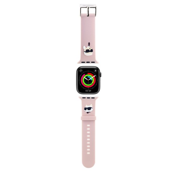 Curea Karl Lagerfeld Karl and Choupette Head NFT pentru Apple Watch 42/44/45/46/49mm Pink (Bakr, KLAWLSLKCNP) by www.silkase.ro