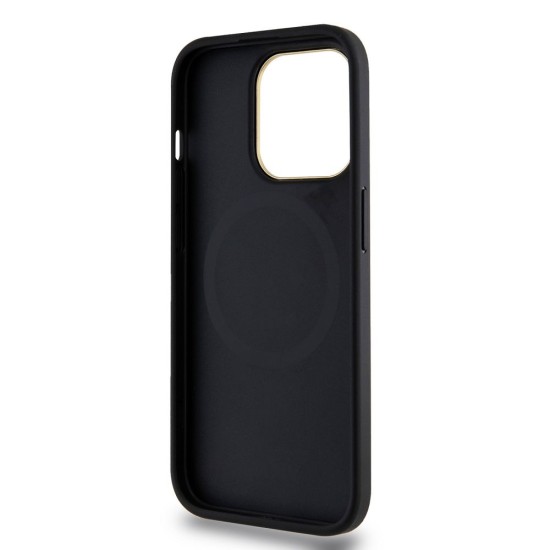 Husa Premium DKNY PU Leather Checkered Pattern MagSafe pentru iPhone 15 Pro, Black (Bakr, DKHMP15LPCPVSLK) by www.silkase.ro