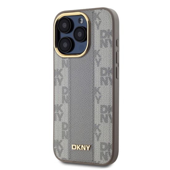 Husa DKNY PU Leather Checkered Pattern MagSafe pentru iPhone 15 Pro, Beige Husa DKNY PU Leather Checkered Pattern MagSafe pentru iPhone 15 Pro, Beige (Bakr, DKHMP15LPCPVSLE) by www.silkase.ro