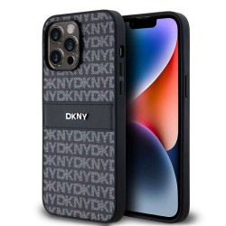 Husă DKNY PU Leather Repeat Pattern Tonal Stripe pentru iPhone 14 Pro, Black