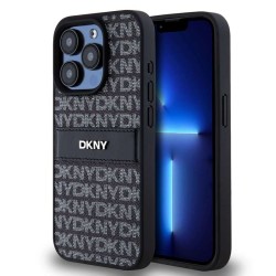 Husă iPhone 15 Pro Max DKNY PU Leather Repeat Pattern Tonal Stripe, Black