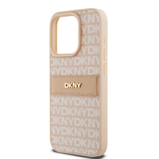 Husa iPhone 15 Pro DKNY PU Leather Repeat Pattern Tonal Stripe, Pink (Bakr, DKHCP15LPRTHSLP) by www.silkase.ro