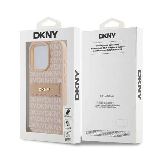 Husa iPhone 15 Pro DKNY PU Leather Repeat Pattern Tonal Stripe, Pink (Bakr, DKHCP15LPRTHSLP) by www.silkase.ro