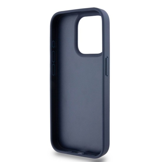 Husa Premium DKNY PU Leather Repeat Pattern Tonal Stripe pentru iPhone 15 Pro Max, Blue (Bakr, DKHCP15XPRTHSLB) by www.silkase.ro