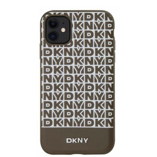 Husa DKNY iPhone 11, PU Leather Repeat Pattern Bottom Stripe, MagSafe, Maro Husa DKNY iPhone 11, PU Leather Repeat Pattern Bottom Stripe, MagSafe, Maro (Bakr, DKHMN61PSOSPW) by www.silkase.ro