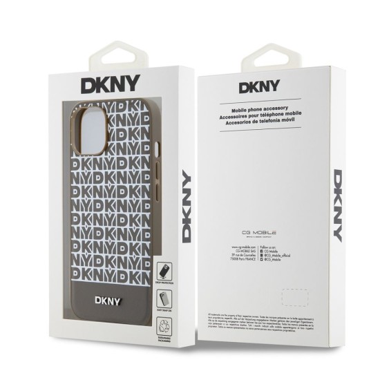 Husa DKNY PU Leather Repeat Pattern Bottom Stripe MagSafe pentru iPhone 15, Brown Husa DKNY PU Leather Repeat Pattern Bottom Stripe MagSafe pentru iPhone 15, Brown (Bakr, DKHMP15SPSOSPW) by www.silkase.ro