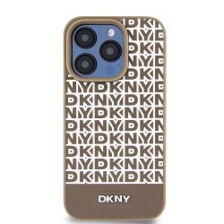 Husa MagSafe iPhone 15 Pro DKNY PU Leather Repeat Pattern Maro