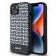 Husa DKNY PU Leather Repeat Pattern Bottom Stripe MagSafe pentru iPhone 14, Black (Bakr, DKHMP14SPSOSPK) by www.silkase.ro