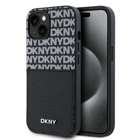 Husă DKNY PU Leather Repeat Pattern Card Pocket pentru iPhone 15, Black Husă DKNY PU Leather Repeat Pattern Card Pocket pentru iPhone 15, Black (Bakr, DKHCP15SPCRTHLK) by www.silkase.ro